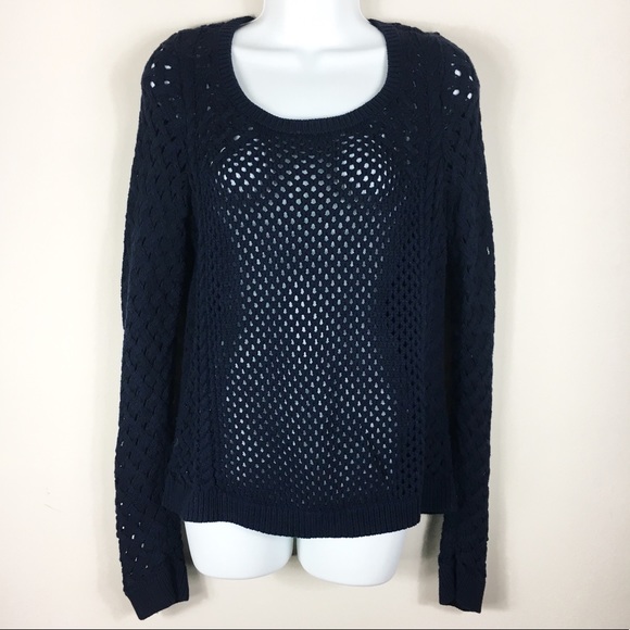 Anthropologie Sweaters - Moth | Anthropologie Navy Loose Knit Sweater